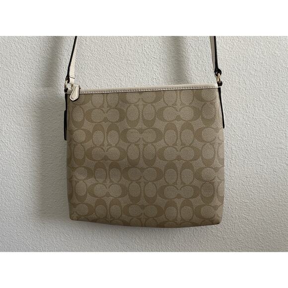 Coach Monogram Signature Shoulder Crossbody Bag Tan - Picture 6 of 12